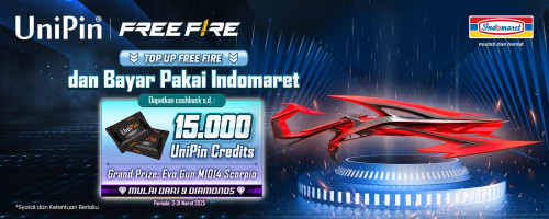 Top Up Free Fire dan Bayar di Indomaret, dapatkan Cashback 15.000 dan miliki Evo Gun M1014 Scorpio!